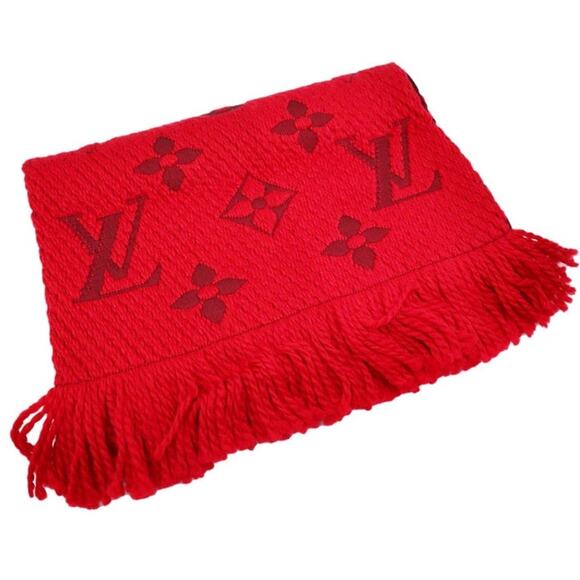Louis Vuitton Red Logomania Reversible Wool Scarf - Picture 3 of 11